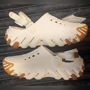 Echo Gum RO crocs White and Brown Clogs